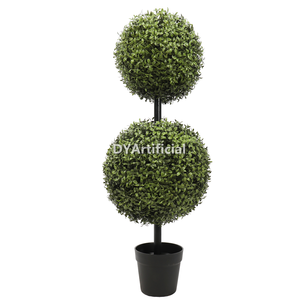 90CM Height Artificial Buxus Double Ball Tree with Steel Pipe