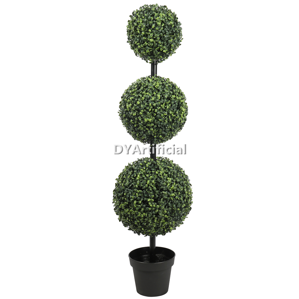 120CM Height Artificial Boxwood Triple Ball Tree with Steel Pipe