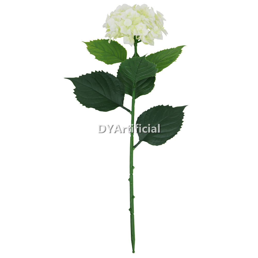 Artificial Single Hydrangea Flower Green White 50CM Length UV