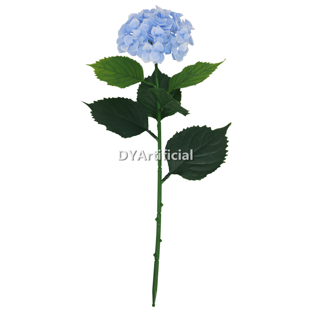 Artificial Single Hydrangea Flower Blue 50CM Length UV