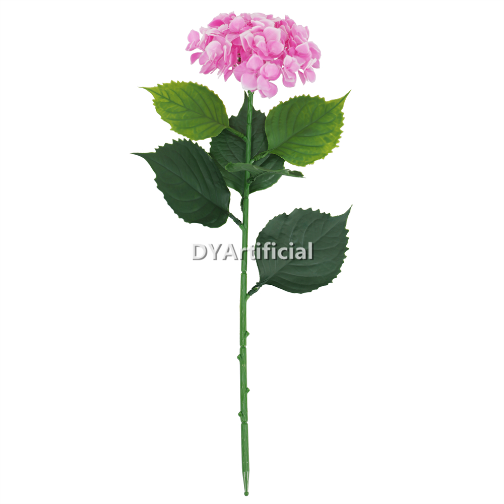 Artificial Single Hydrangea Flower Dark Pink 50CM Length UV