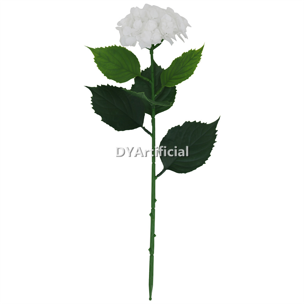 Artificial Single Hydrangea Flower White 50CM Length UV