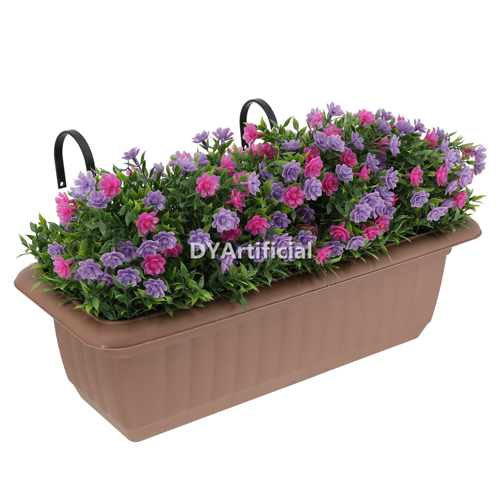 Premium Potted Spring Artificial Plants Mixed Fllowers Window Box 28CM Height Outdoor UV Protected