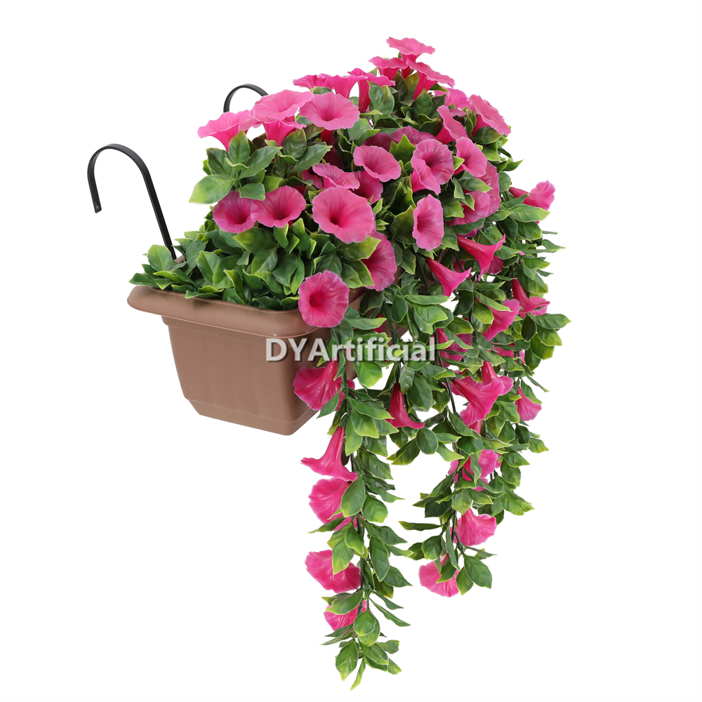 Premium Potted Artificial Petunia Flower Red Window Box 55CM Height Outdoor UV Protected