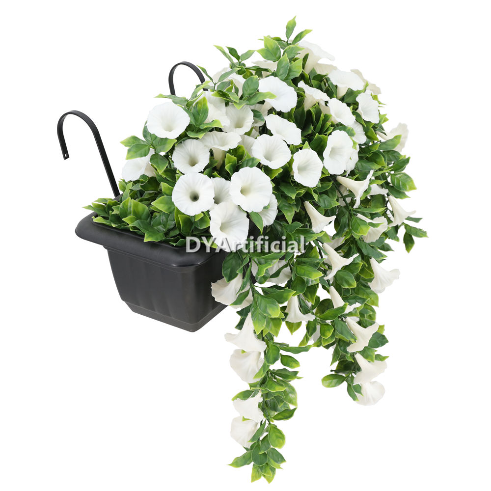 Premium Potted Artificial Petunia Flower White Window Box 55CM Height Outdoor UV Protected