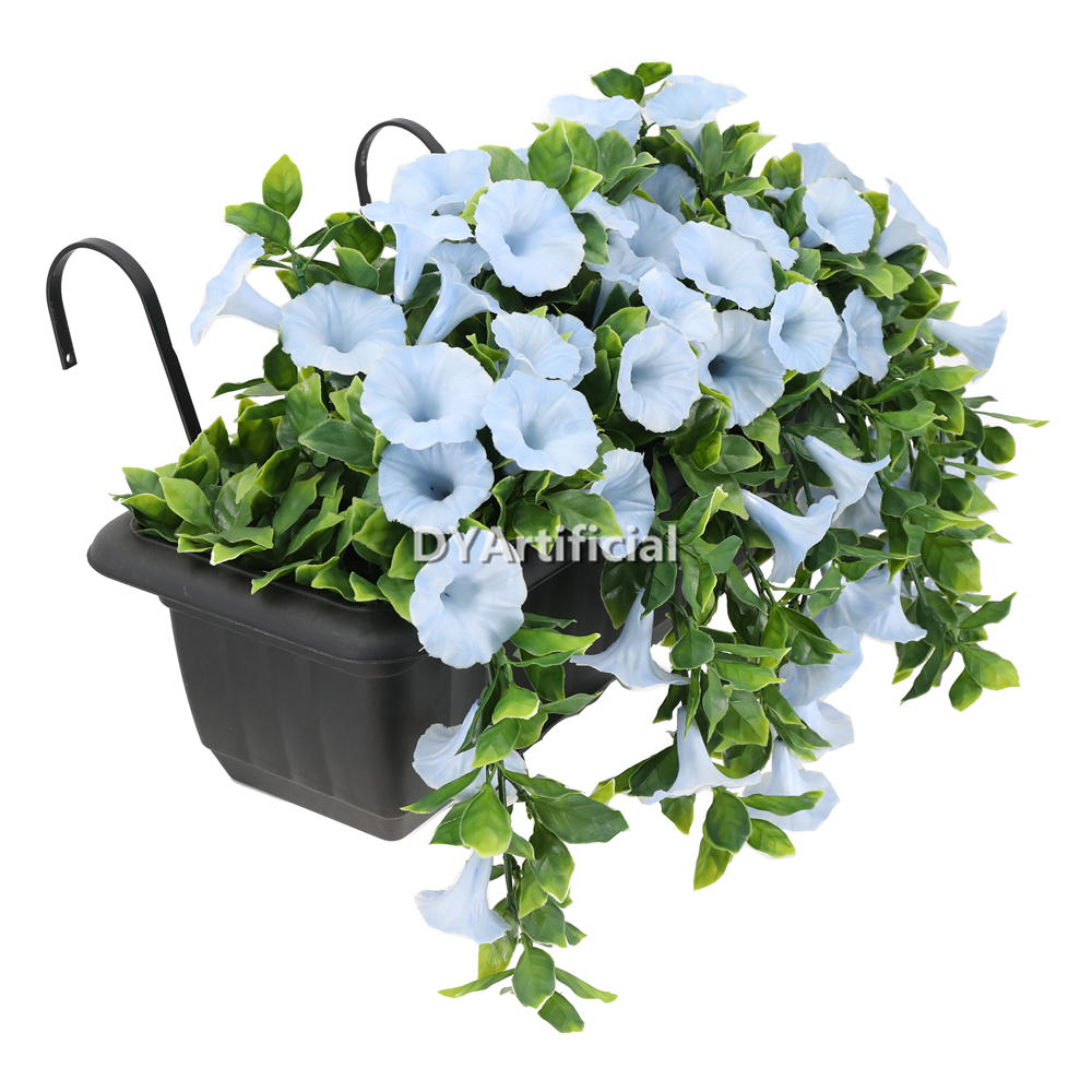 Premium Potted Artificial Petunia Flower Blue Window Box 55CM Height Outdoor UV Protected