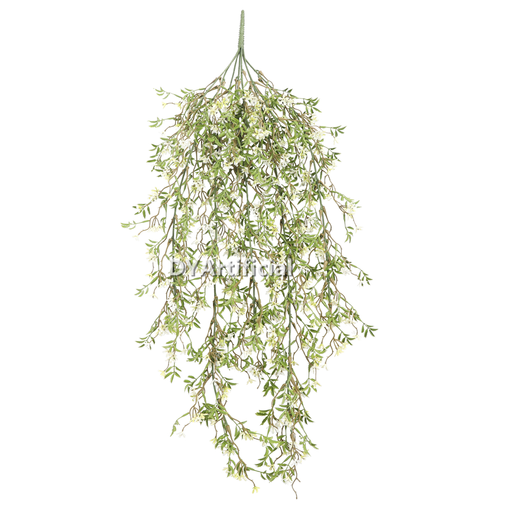 Artificial White Star Hanging Foliages 90CM Length UV FR