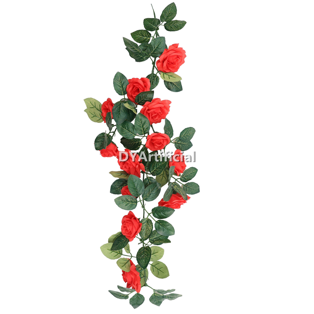 72CM Length Artificial Rose Hanging Outdoor UV Protected RED