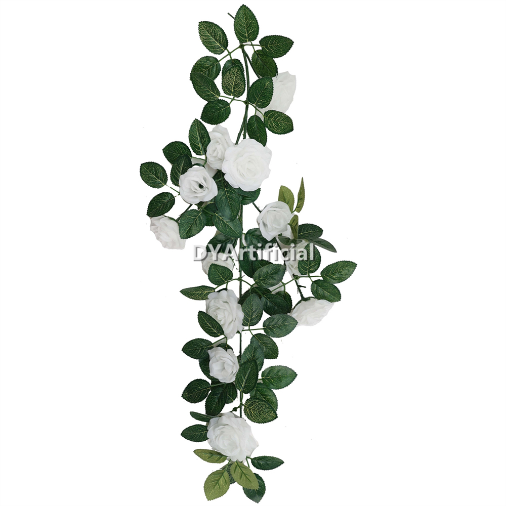 72CM Length Artificial Rose Hanging Outdoor UV Protected WHITE