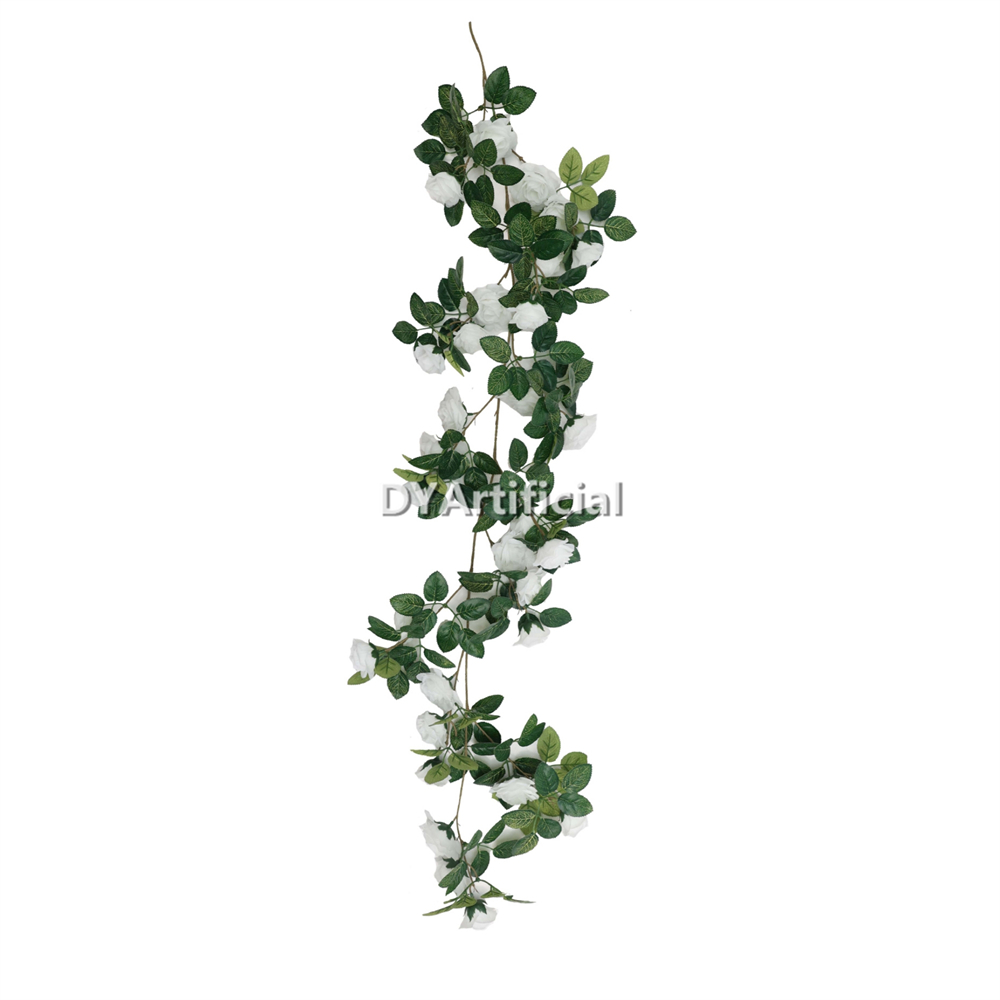 139CM Length Artificial Rose Hanging Outdoor UV Protected WHITE