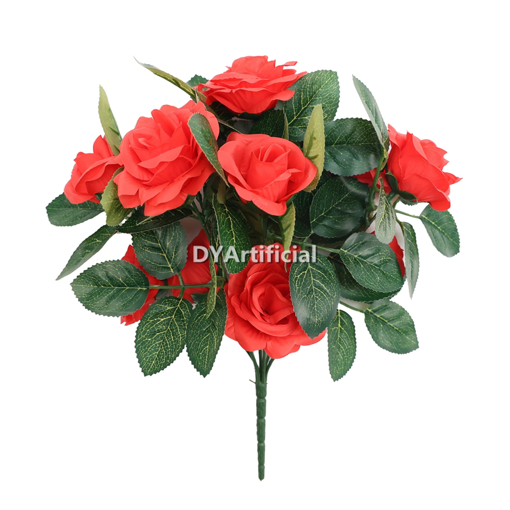 31.5CM  Length Artificial Rose Bush Outdoor UV Protected RED