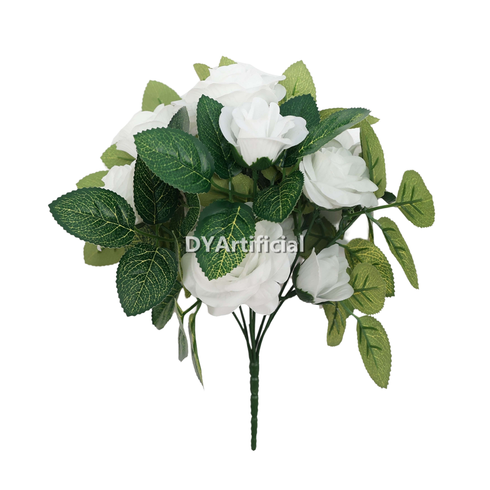 31.5CM  Length Artificial Rose Bush Outdoor UV Protected WHITE