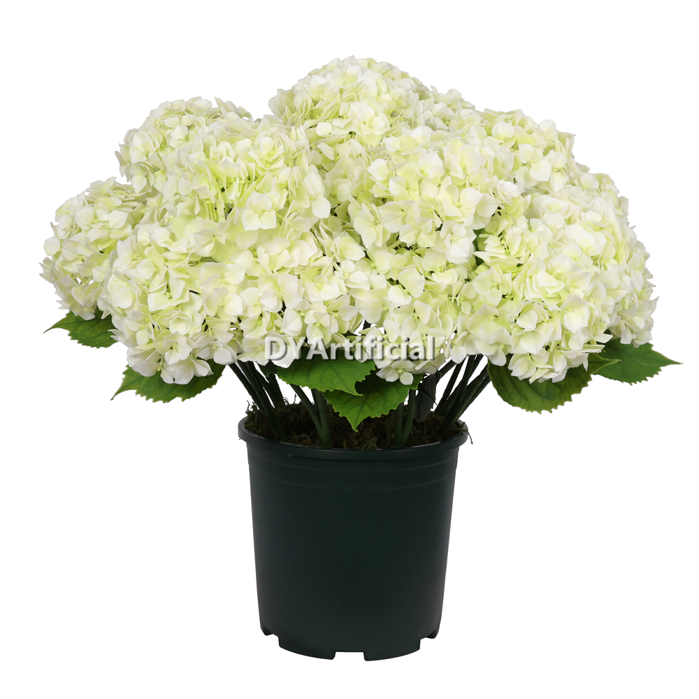 Potted Artificial Hydrangea Flower Cream White 60CM Height Outdoor UV Protected