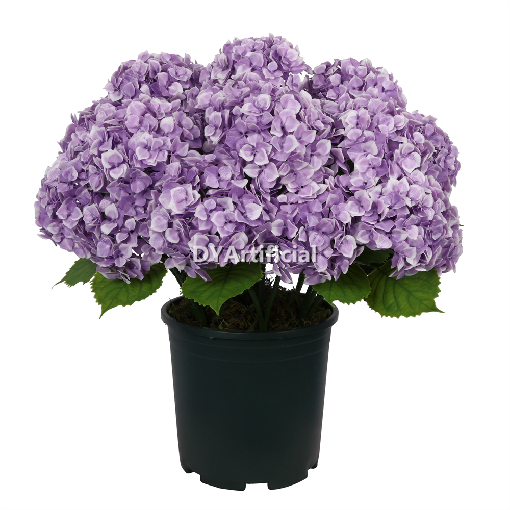 Potted Artificial Hydrangea Flower Purple White 60CM Height Outdoor UV Protected