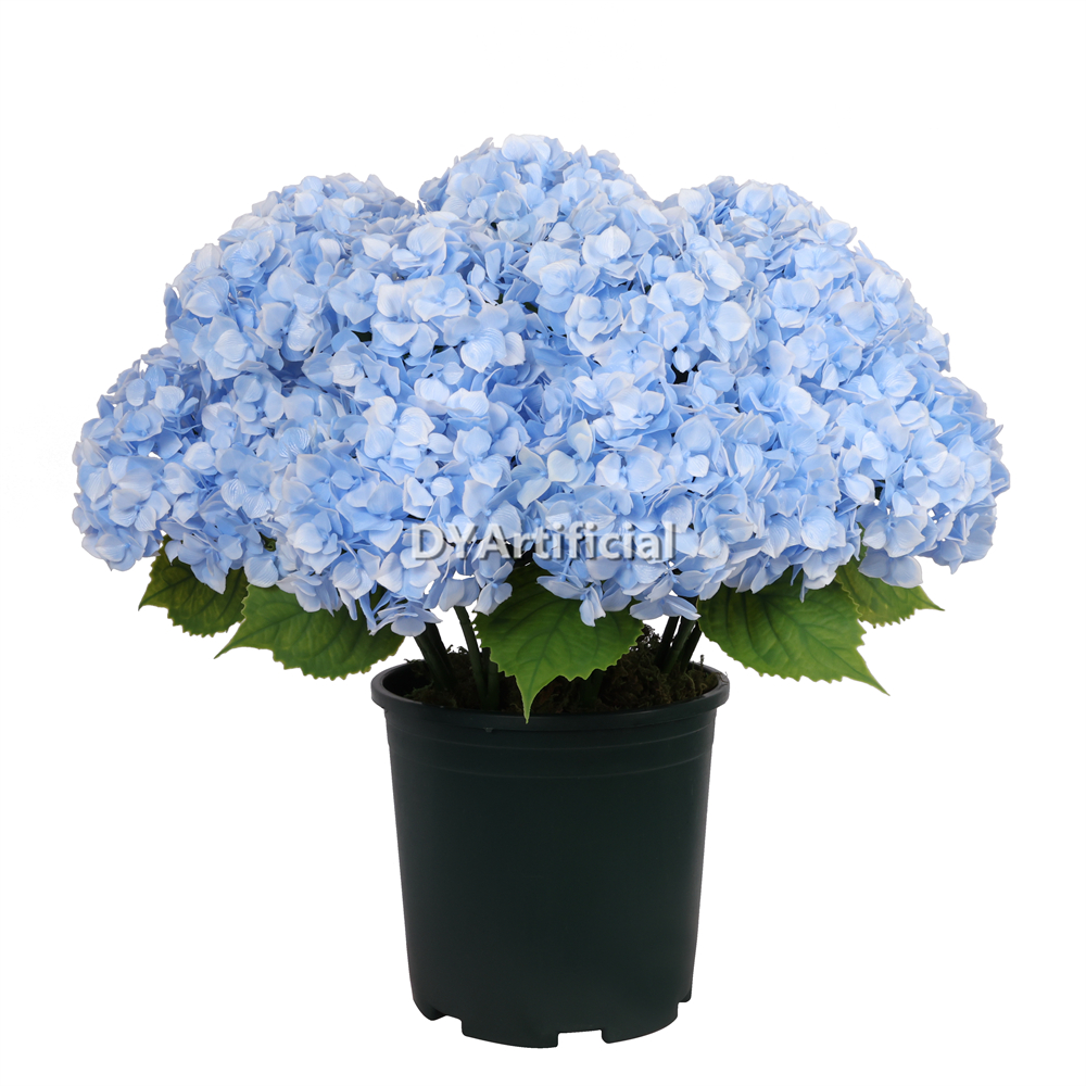 Potted Artificial Hydrangea Flower Light Blue 60CM Height Outdoor UV Protected