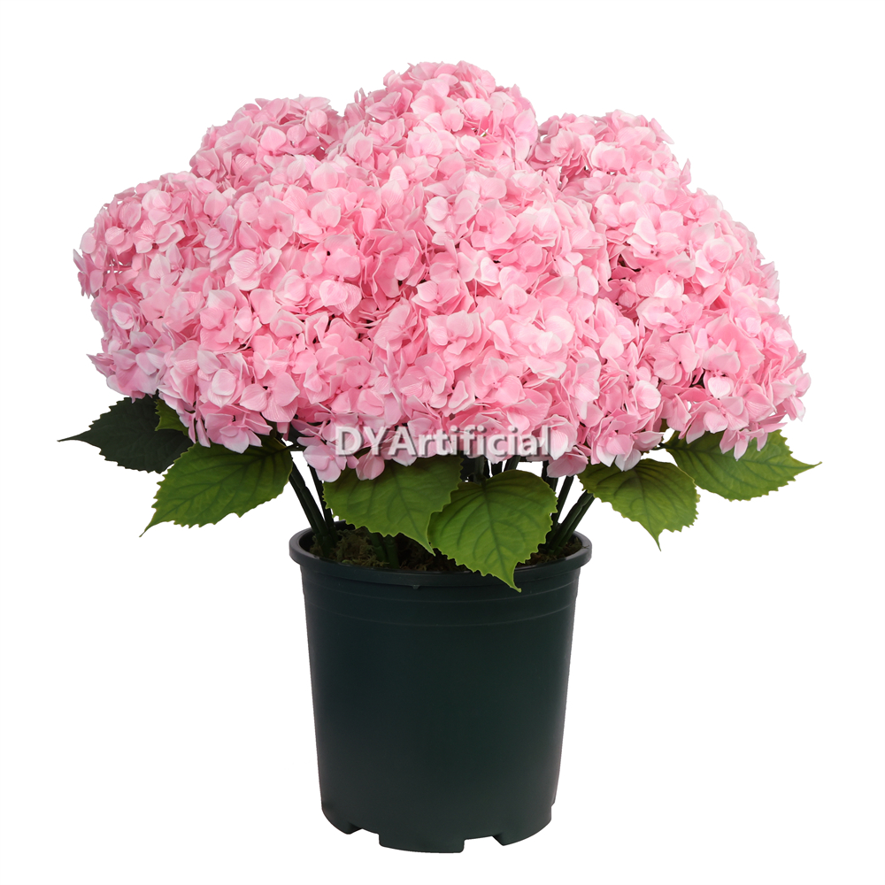 Potted Artificial Hydrangea Flower Pink 60CM Height Outdoor UV Protected