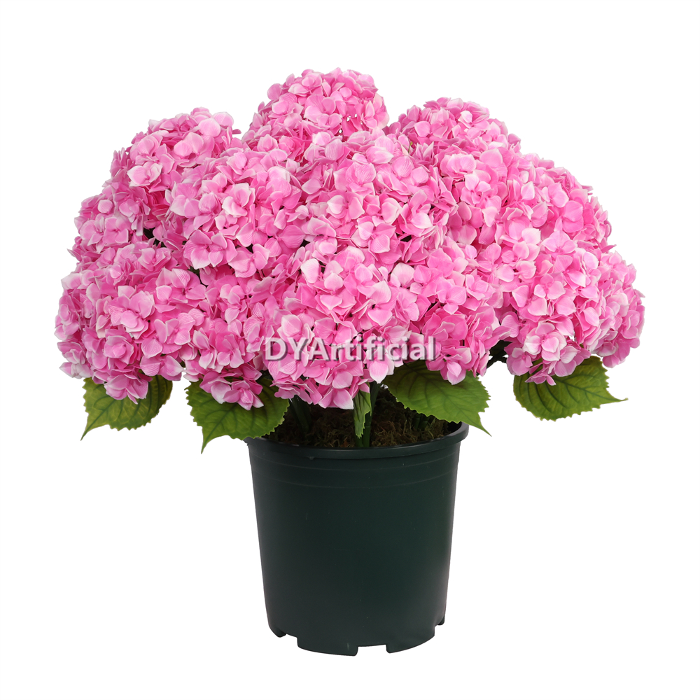 Potted Artificial Hydrangea Flower Dark Pink 60CM Height Outdoor UV Protected