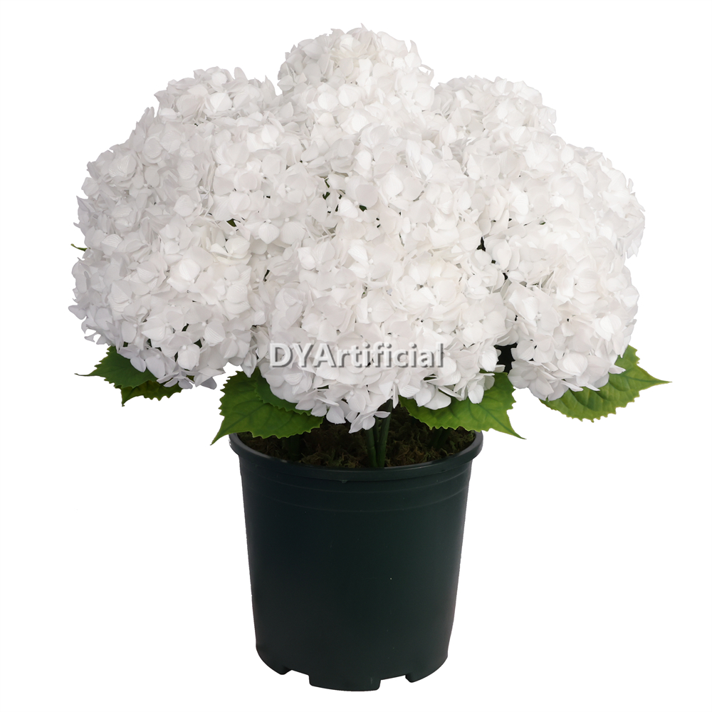 Potted Artificial Hydrangea Flower White 60CM Height Outdoor UV Protected
