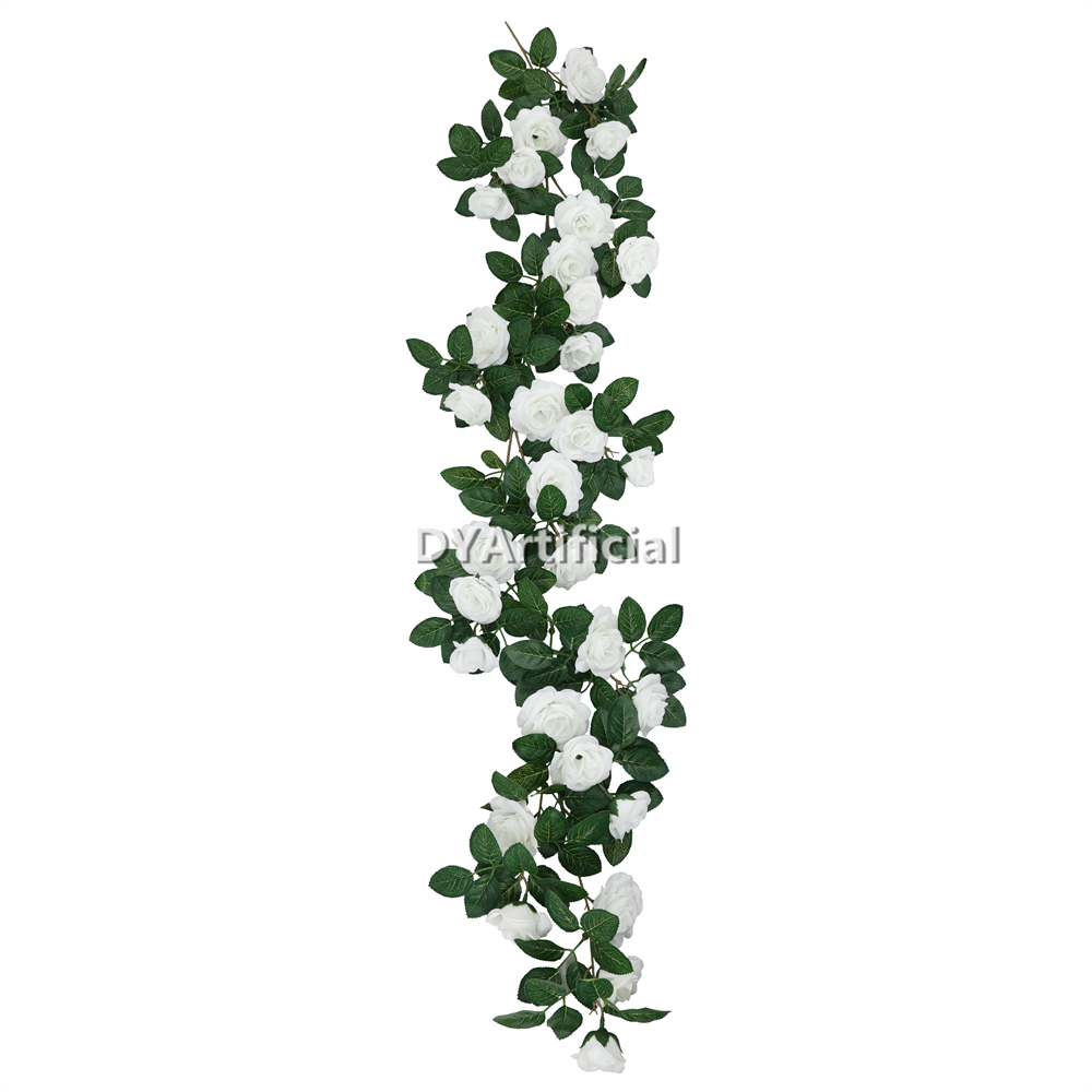 139CM Length Artificial Rose Hanging Outdoor UV Protected WHITE