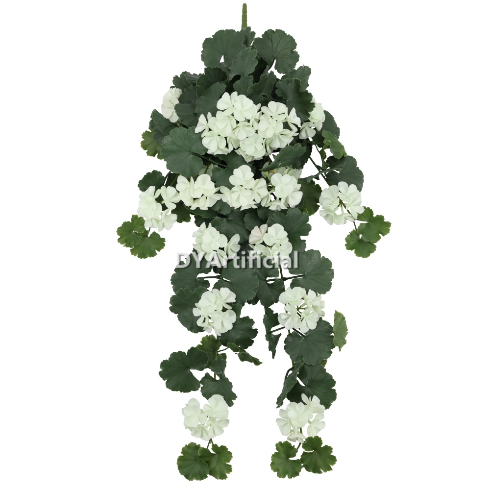 Artificial Geranium Hanging Plants 80CM Length UV Protected USA WHITE
