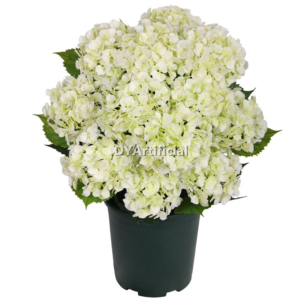 Potted Artificial Hydrangea Flower Cream White 60CM Height Outdoor UV Protected