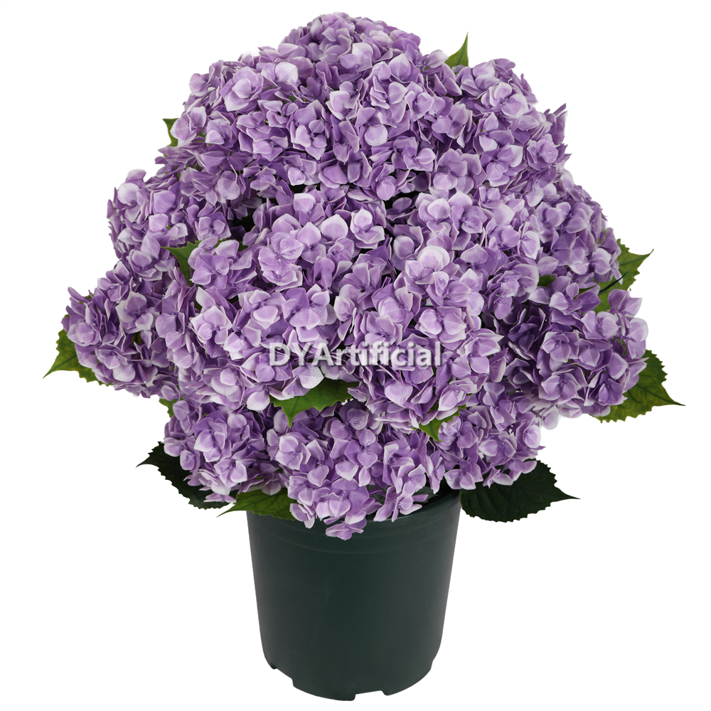 Potted Artificial Hydrangea Flower Purple White 60CM Height Outdoor UV Protected