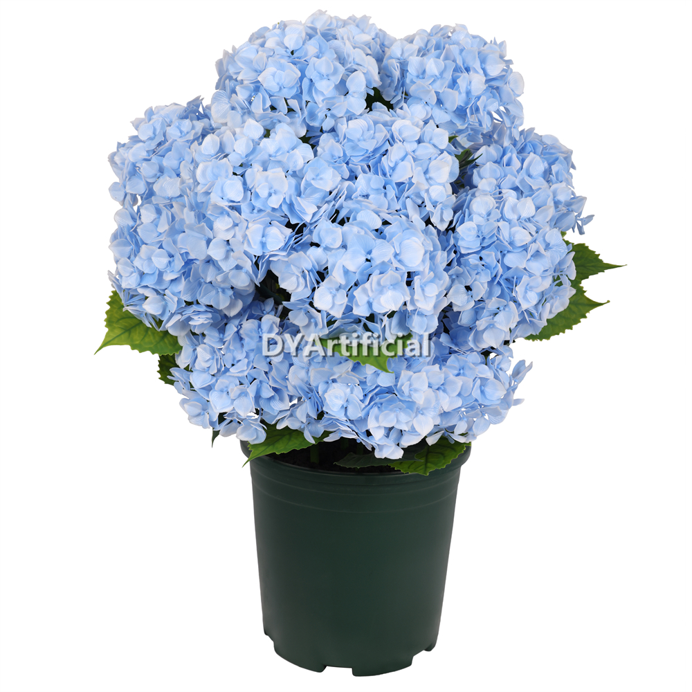 Potted Artificial Hydrangea Flower Light Blue 60CM Height Outdoor UV Protected