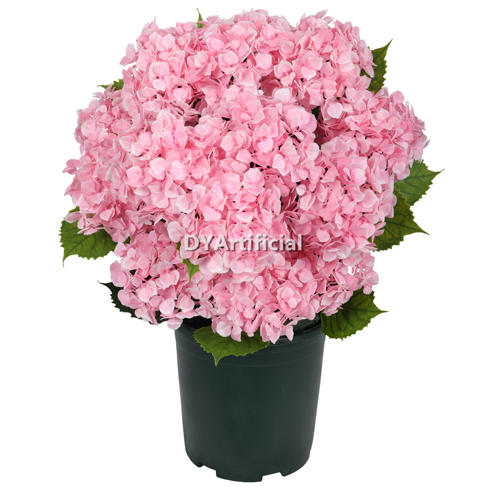 Potted Artificial Hydrangea Flower Pink 60CM Height Outdoor UV Protected