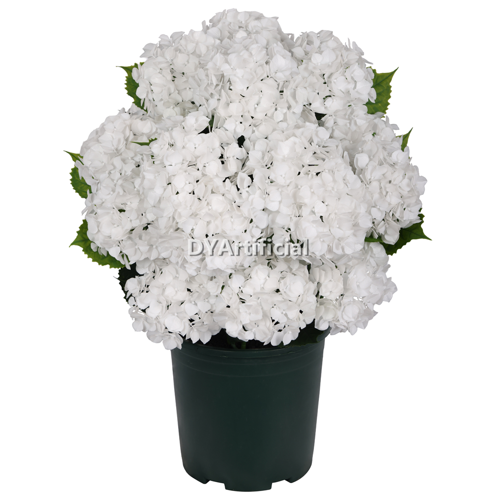 Potted Artificial Hydrangea Flower White 60CM Height Outdoor UV Protected