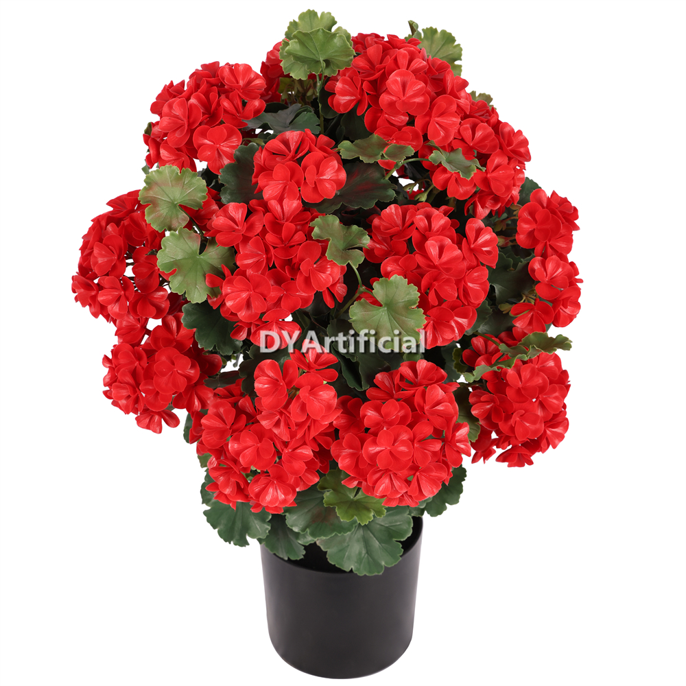 Potted Artificial Geranium Plants 65CM Height Outdoor UV Protected USA RED