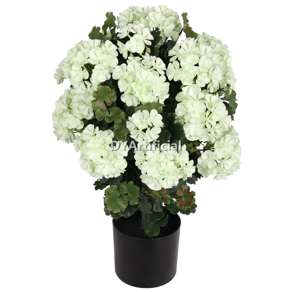 Potted Artificial Geranium Plants 65CM Height Outdoor UV Protected USA White