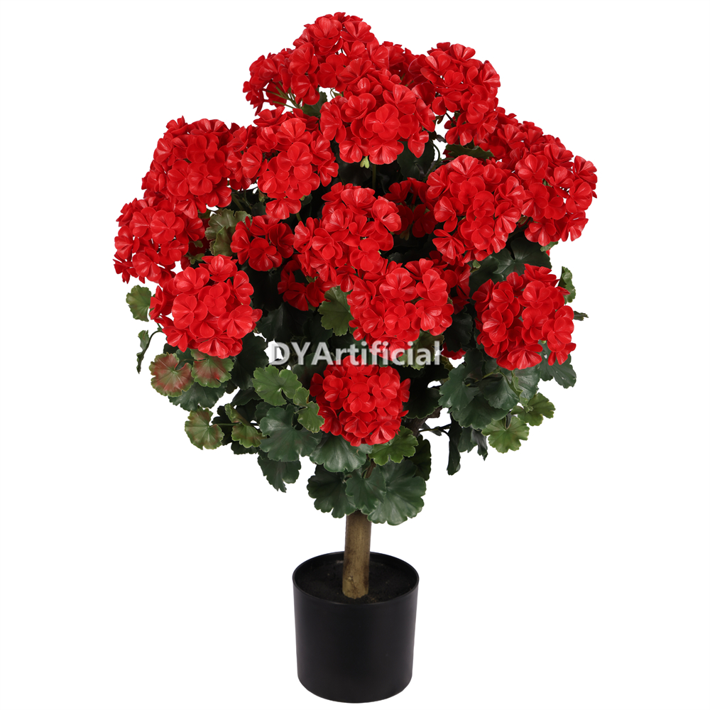 Potted Artificial Geranium Plants 85CM Height Outdoor UV Protected USA RED