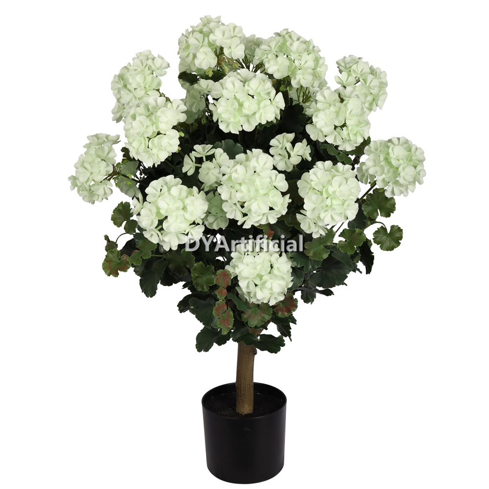 Potted Artificial Geranium Plants 85CM Height Outdoor UV Protected USA White