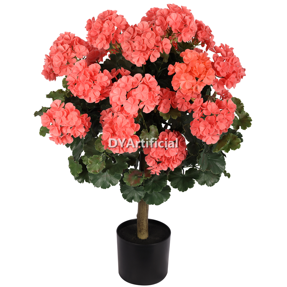 Potted Artificial Geranium Plants 85CM Height Outdoor UV Protected Pink